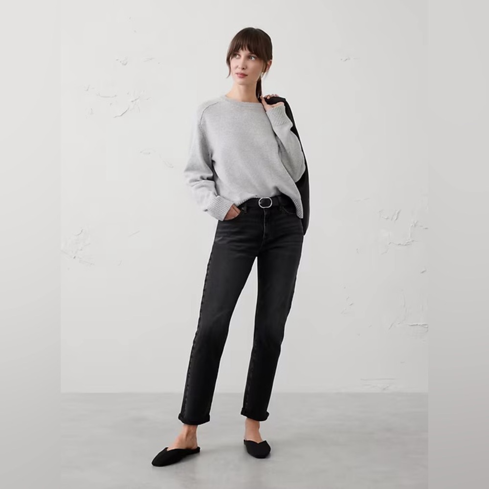 Banana Republic Girlfriend Mid-Rise Black Jeans Womens 16 33 Waist